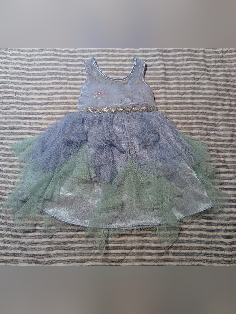 Bonnie Jean Fairy Hem Two Tone Tulle Dress Princess Cottagecore Wedding sz 3T